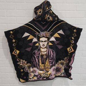 Colorful Graphic Poncho with Hood